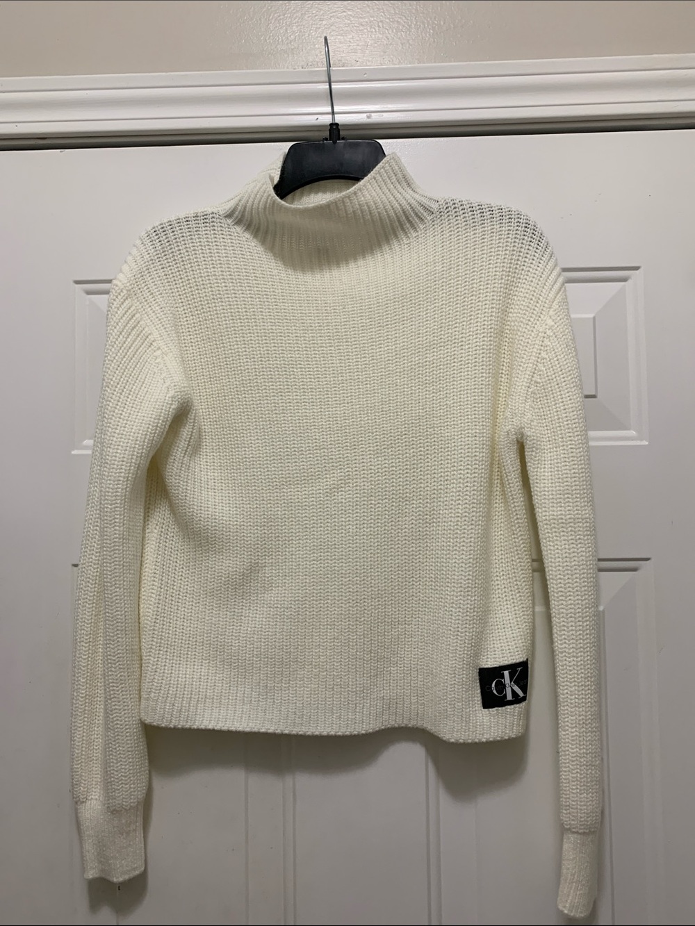 3/$15 Calvin Klein Ivory Ribbed Turtleneck Sweater Size XS